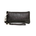 Destiny Croco Embossed Leather Wristlet Wallet - Midnight Black